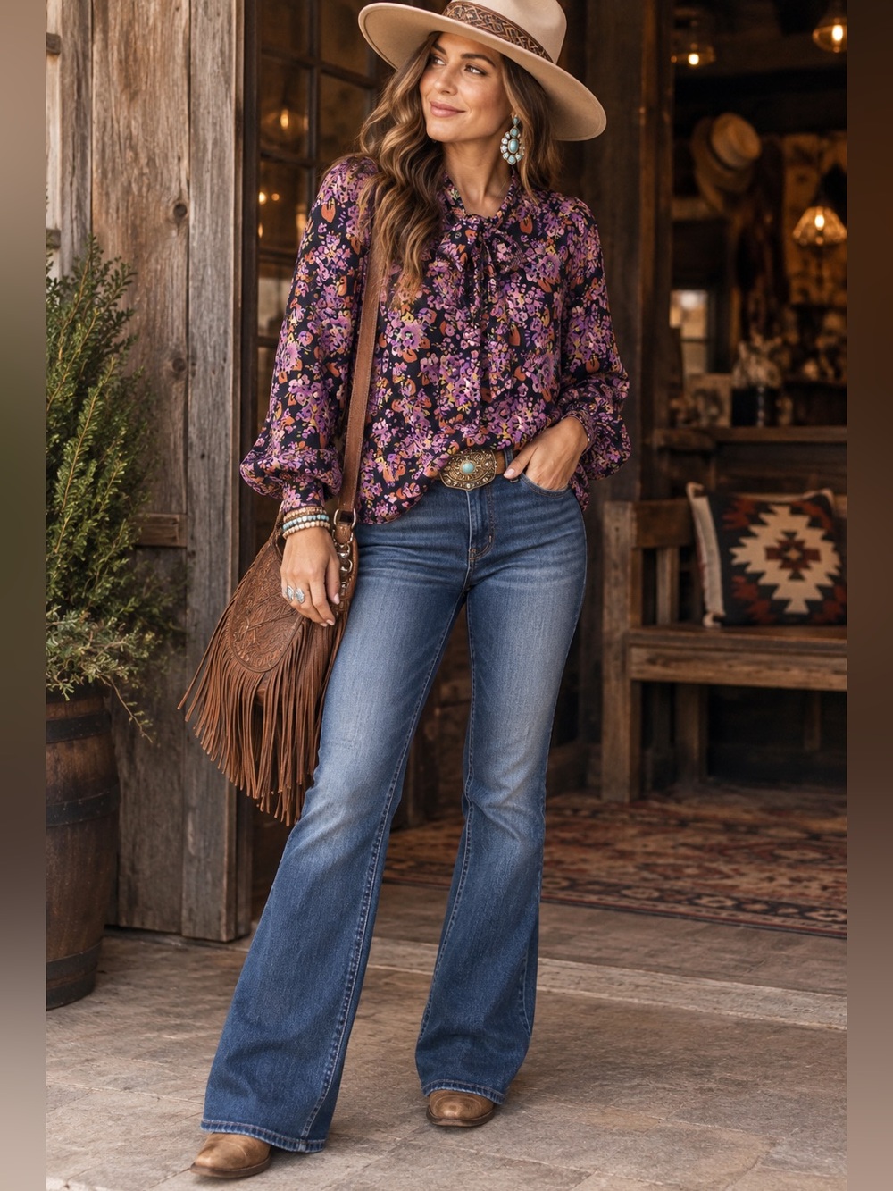 Lauren Ralph Lauren Floral Tie Neck Blouse M NWT Purple Black Boho
